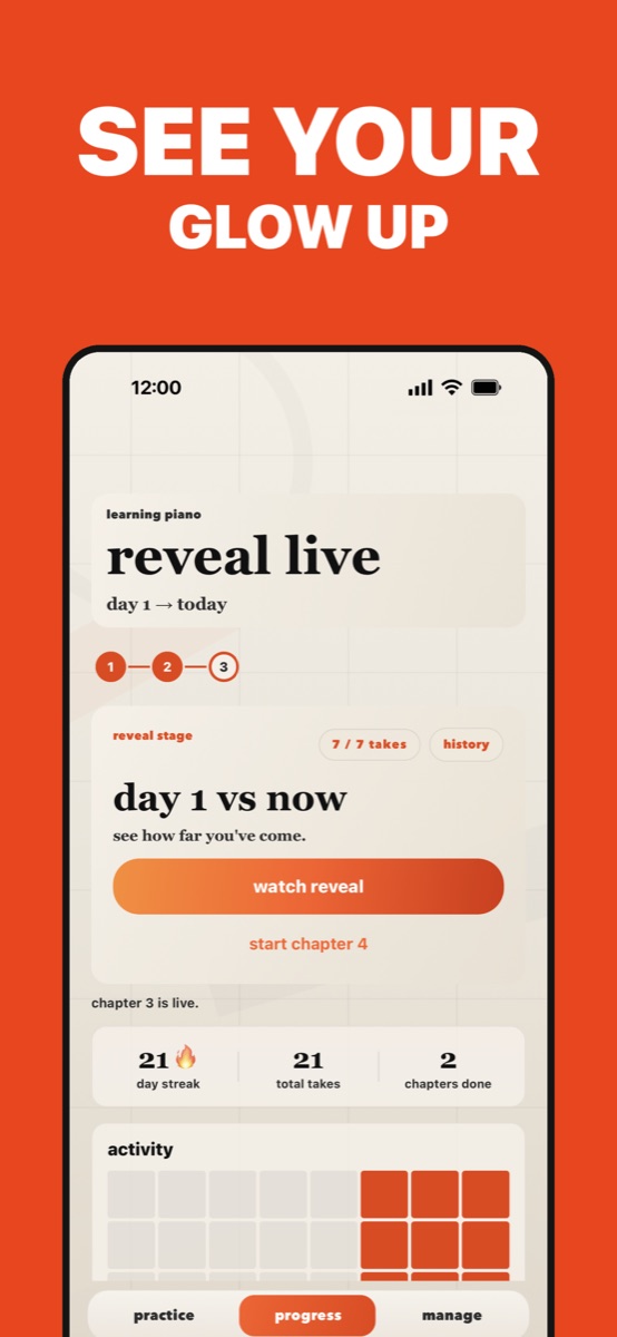 Hone App Store screenshot: See your glow up — reveal screen